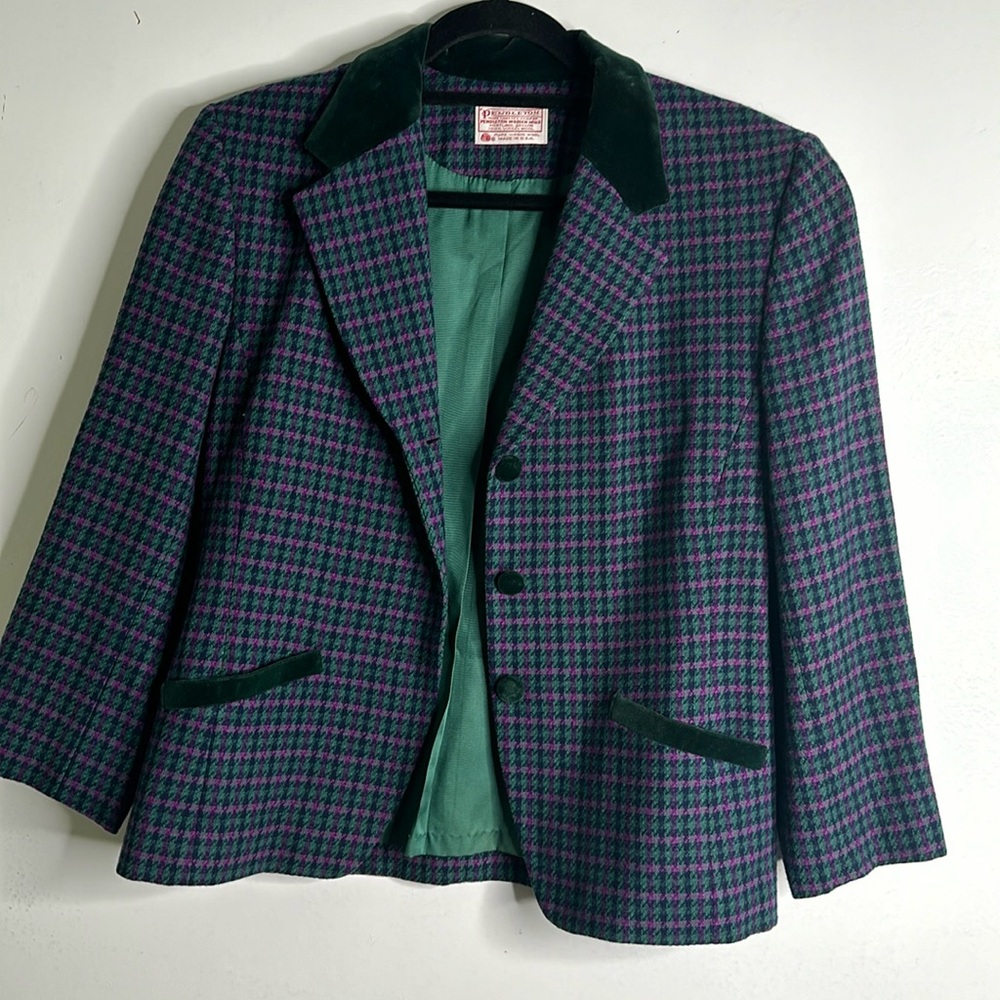 Pendleton Houndstooth Virgin Wool Blazer Size 10 … - image 2